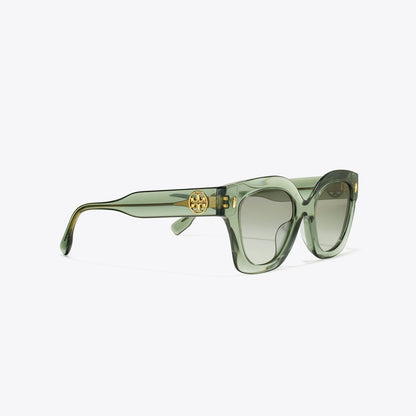 Tory Burch Miller Square Sunglasses TRANSPARENT SAGE/ LIGHT GREY GRADIENT