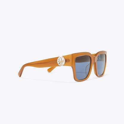 Tory Burch Miller Square Sunglasses AMBER BROWN/BLUE