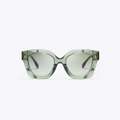 Tory Burch Miller Square Sunglasses TRANSPARENT SAGE/ LIGHT GREY GRADIENT