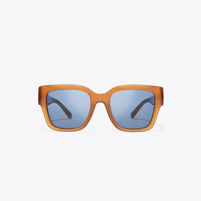 Tory Burch Miller Square Sunglasses AMBER BROWN/BLUE