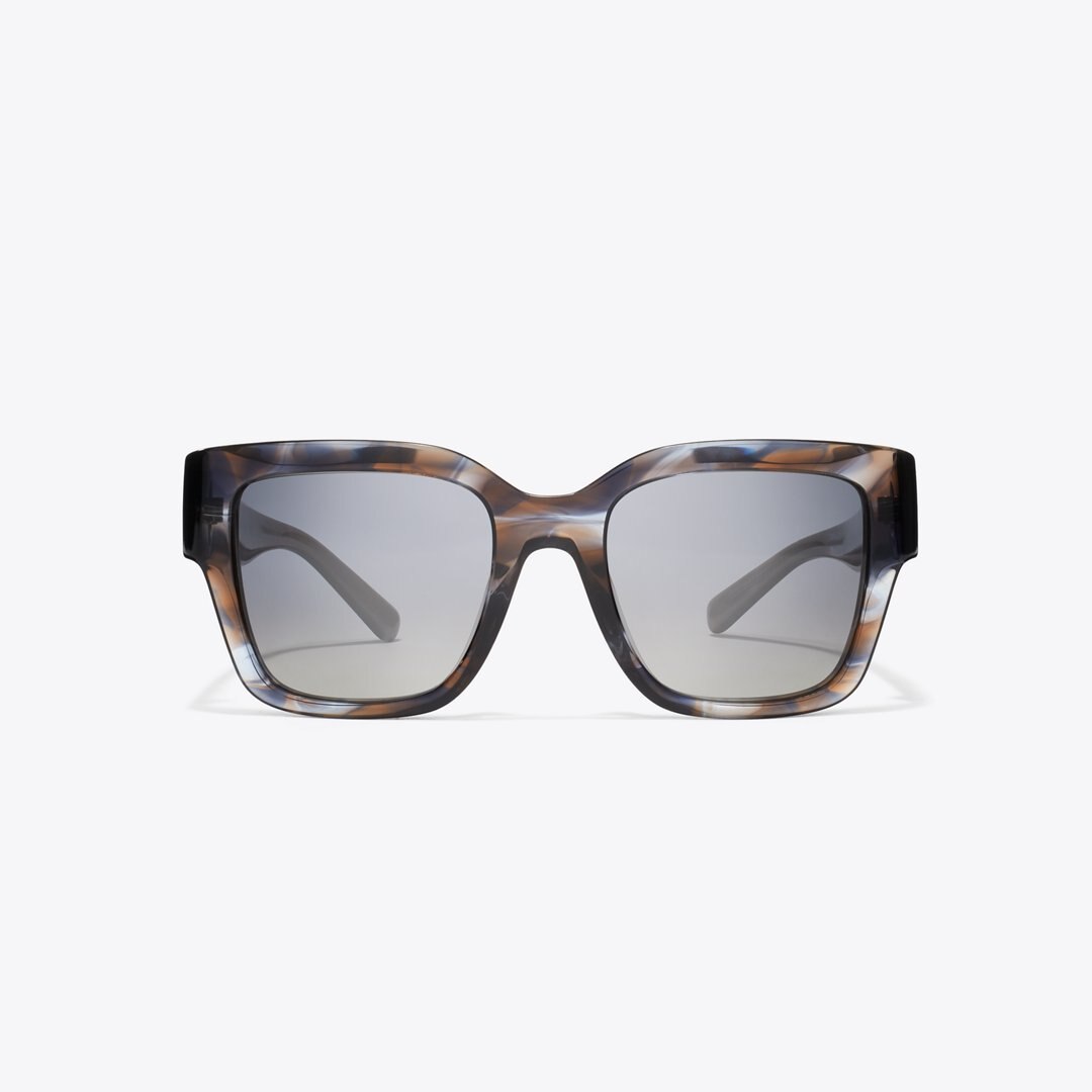 Tory Burch Miller Square Sunglasses BLUE SMOKE TORTOISE/POLAR GRAY GRADIENT