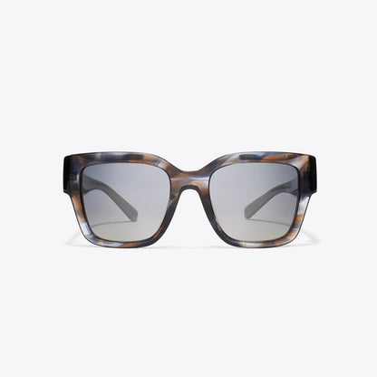 Tory Burch Miller Square Sunglasses BLUE SMOKE TORTOISE/POLAR GRAY GRADIENT