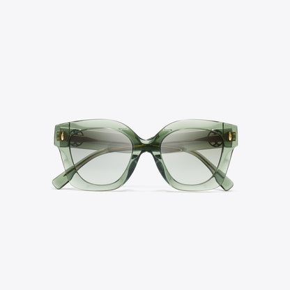 Tory Burch Miller Square Sunglasses TRANSPARENT SAGE/ LIGHT GREY GRADIENT