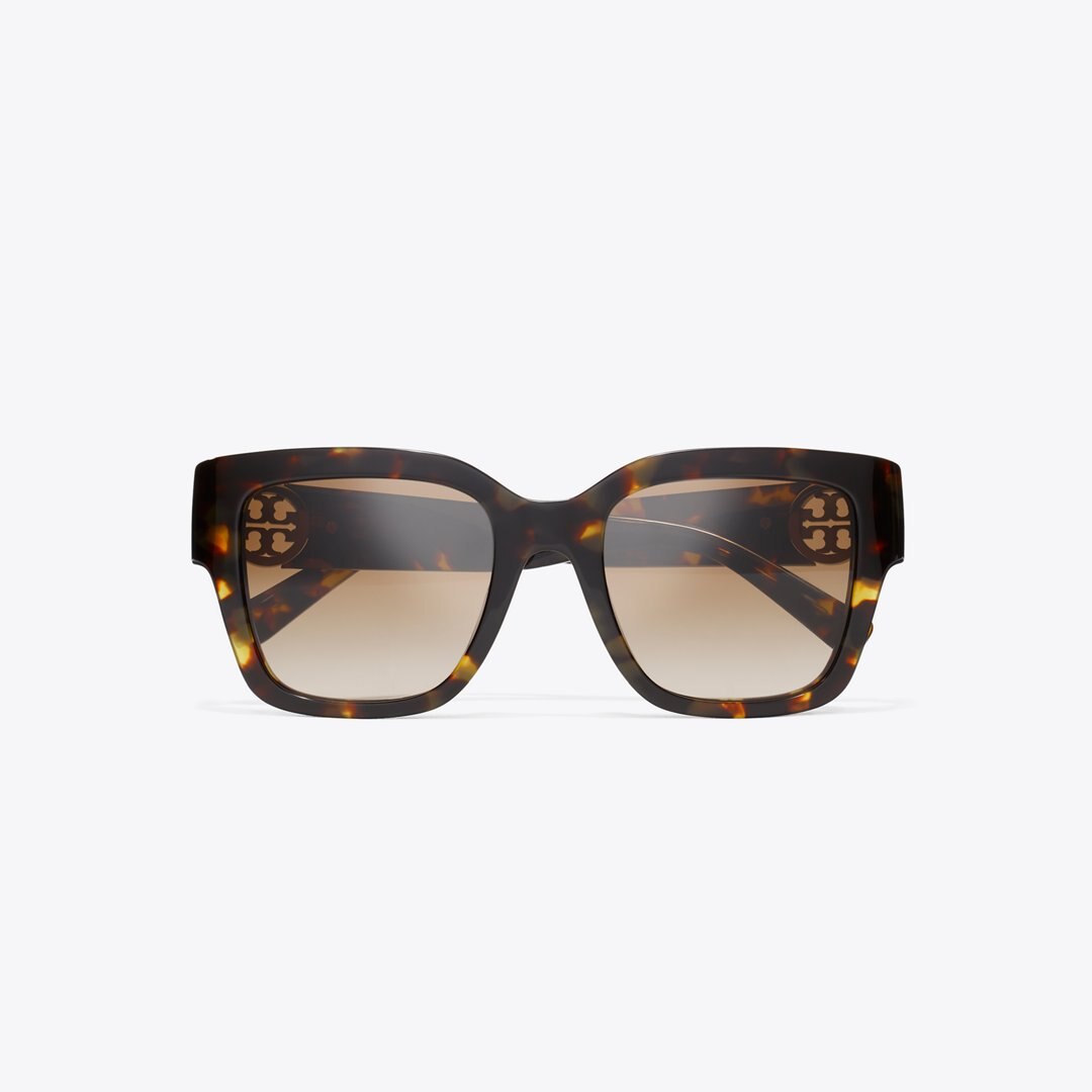 Tory Burch Miller Square Sunglasses DARK TORTOISE/ SOLID BROWN