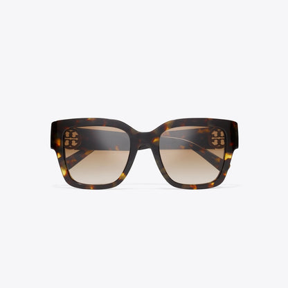 Tory Burch Miller Square Sunglasses DARK TORTOISE/ SOLID BROWN