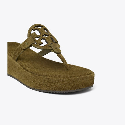 Tory Burch Miller Suede Wedge Sandal WILD OLIVE