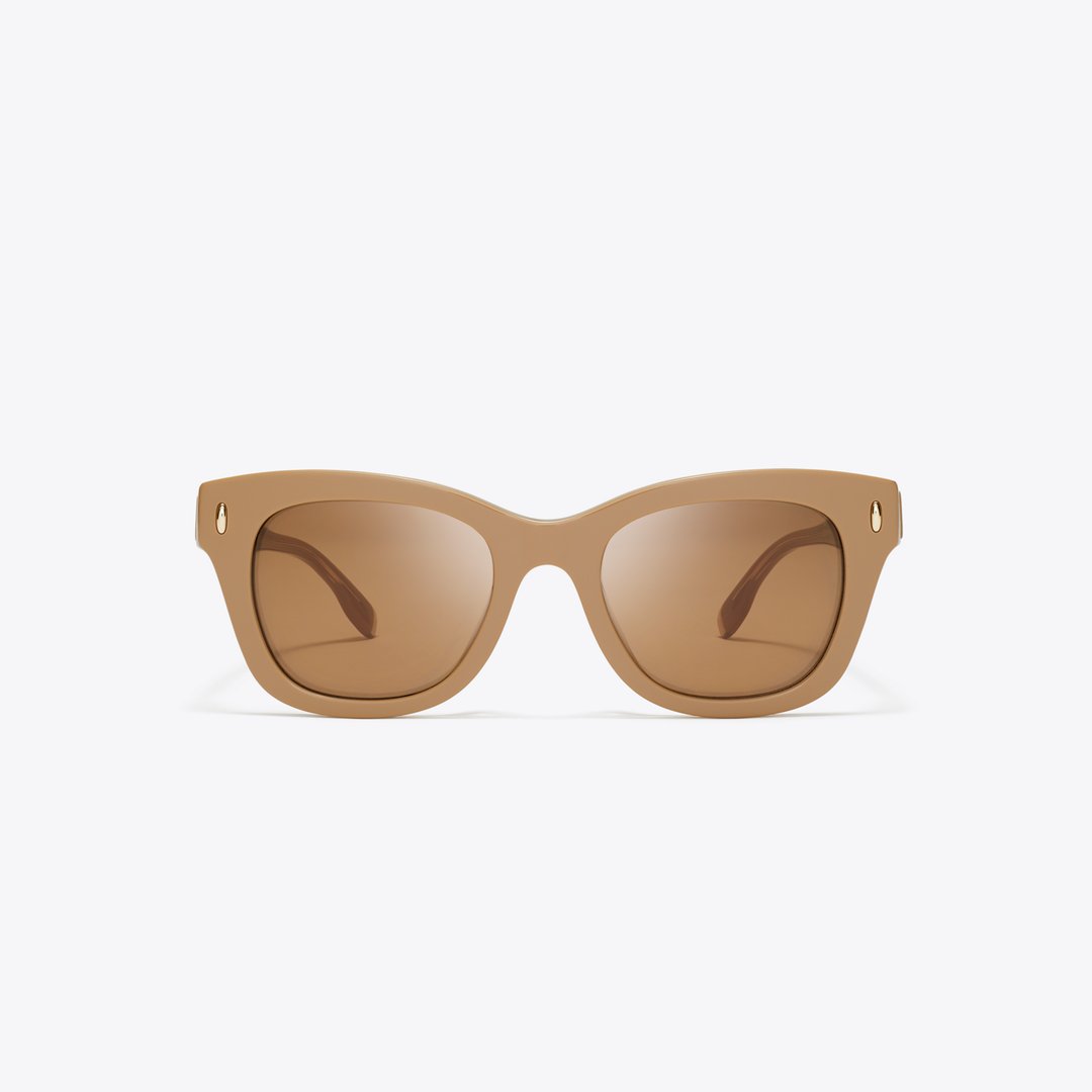 Tory Burch Miller Wayfarer Sunglasses TAN/BROWN BACK MIRROR