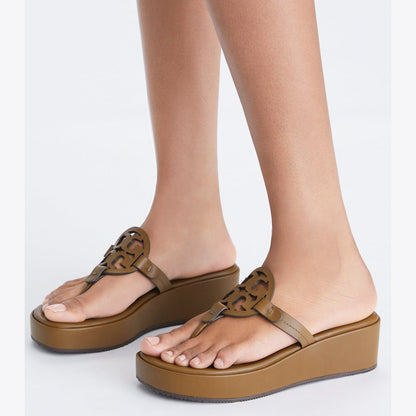 Tory Burch Miller Wedge Sandal ALMOND OATS
