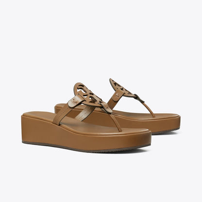 Tory Burch Miller Wedge Sandal ALMOND OATS