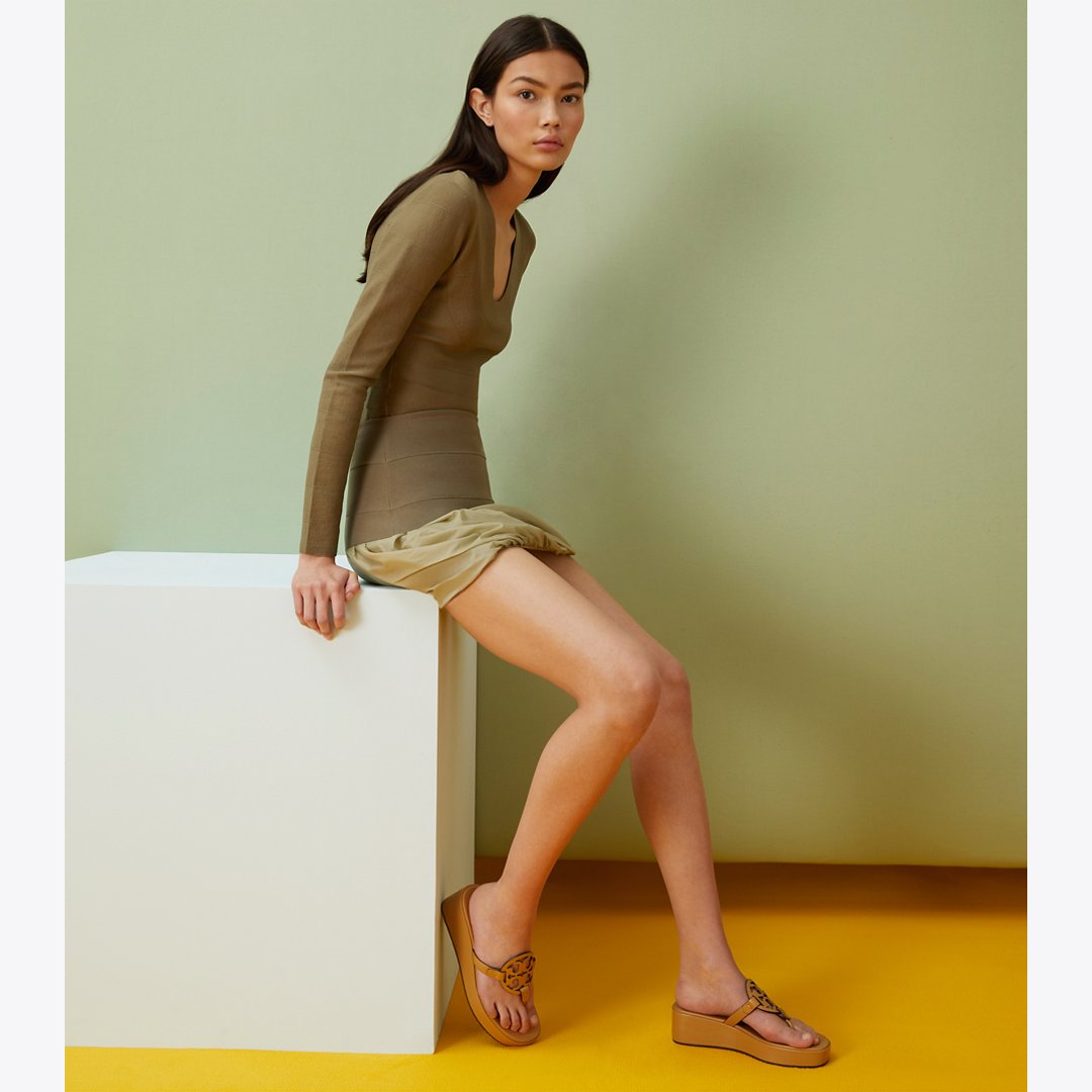 Tory Burch Miller Wedge Sandal GINGER SHORTBREAD