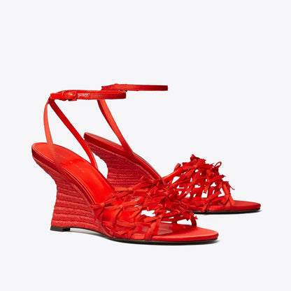 Tory Burch Mini Bow Espadrille Wedge BLAZING RED / BLAZING RED
