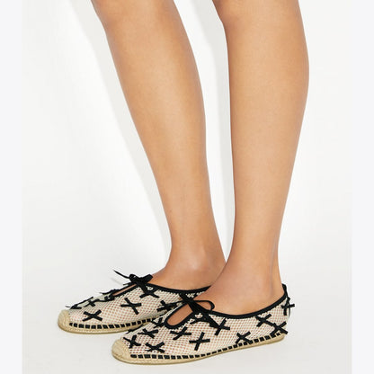 Tory Burch Mini Bow Mesh Espadrille PEACH / PERFECT BLACK