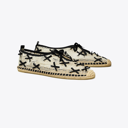Tory Burch Mini Bow Mesh Espadrille PEACH / PERFECT BLACK