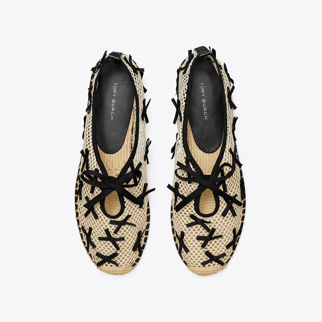 Tory Burch Mini Bow Mesh Espadrille PEACH / PERFECT BLACK