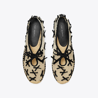 Tory Burch Mini Bow Mesh Espadrille PEACH / PERFECT BLACK