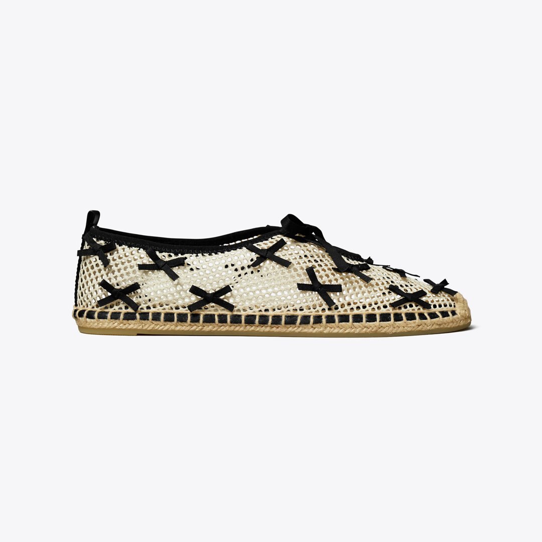 Tory Burch Mini Bow Mesh Espadrille PEACH / PERFECT BLACK