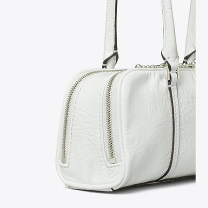 Tory Burch Mini Crinkle Leather Marshmallow Satchel White