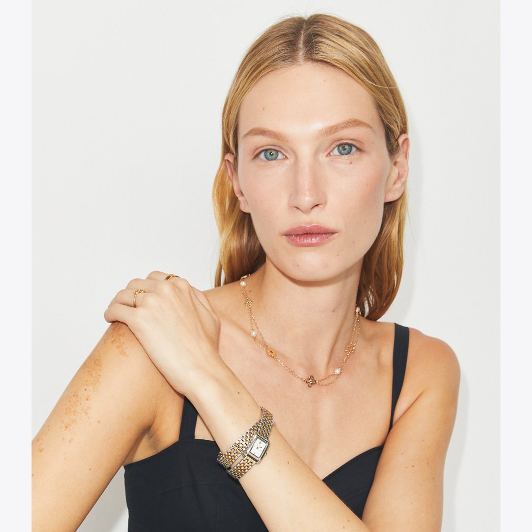 Tory Burch Mini Eleanor Double Wrap Watch IVORY/TWO-TONE