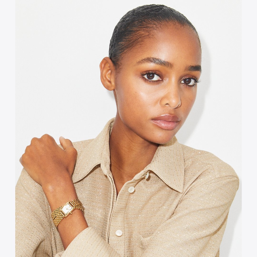 Tory Burch Mini Eleanor Double Wrap Watch IVORY/GOLD