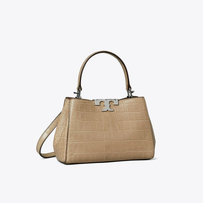 Tory Burch Mini Eleanor Soft Croc-Embossed Satchel Ginger Leaf