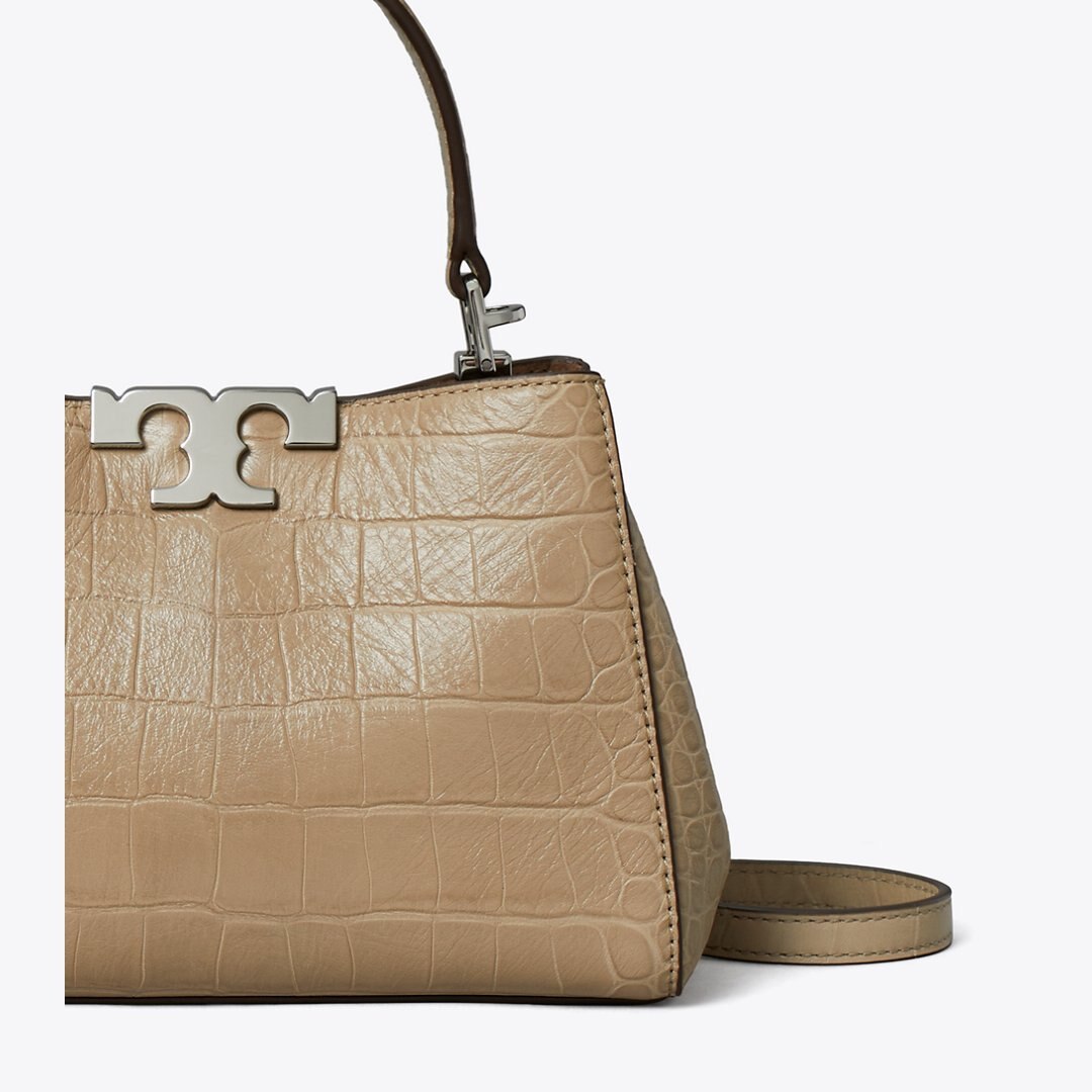 Tory Burch Mini Eleanor Soft Croc-Embossed Satchel Ginger Leaf