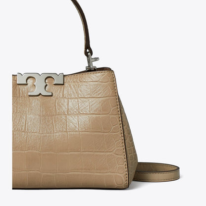 Tory Burch Mini Eleanor Soft Croc-Embossed Satchel Ginger Leaf