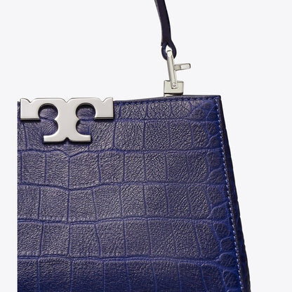 Tory Burch Mini Eleanor Soft Croc-Embossed Satchel Ballpoint Blue