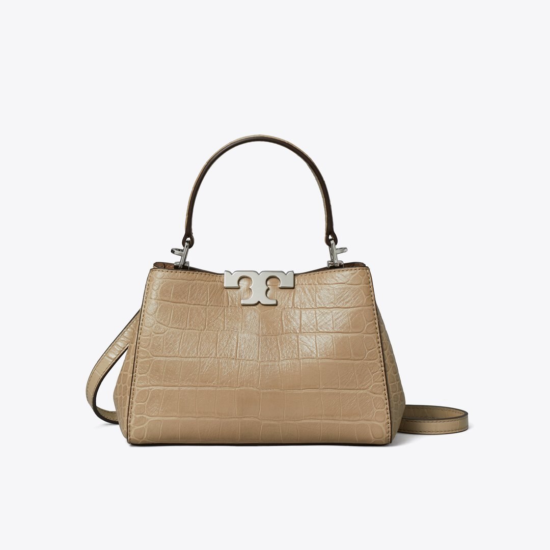 Tory Burch Mini Eleanor Soft Croc-Embossed Satchel Ginger Leaf