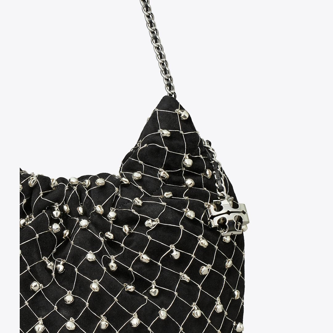Tory Burch Mini Fleming Bell Hobo Bag Black