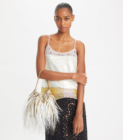 Mini Fleming Feather Hobo Bag Stone Stone