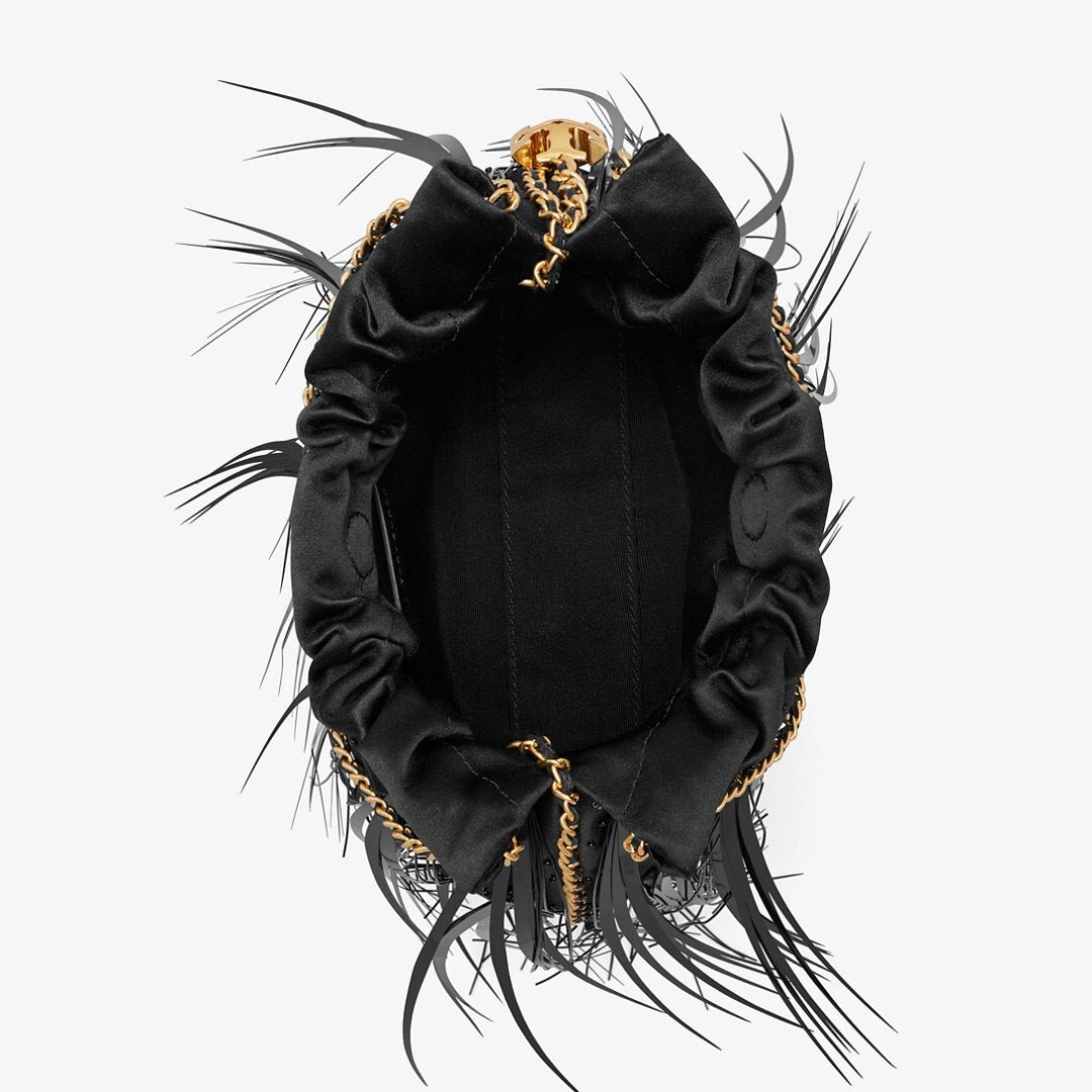 Tory Burch Mini Fleming Feather Hobo Bag Black