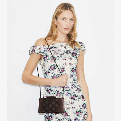 Tory Burch Mini Fleming Patent Crossbody Deep Burgundy