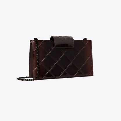 Tory Burch Mini Fleming Patent Crossbody Deep Burgundy