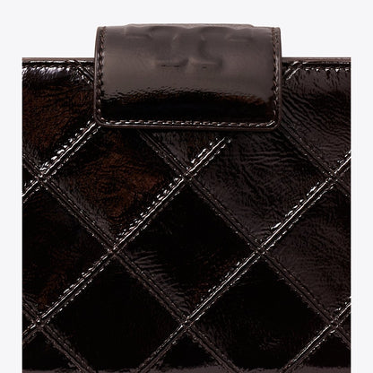 Tory Burch Mini Fleming Patent Crossbody Deep Burgundy