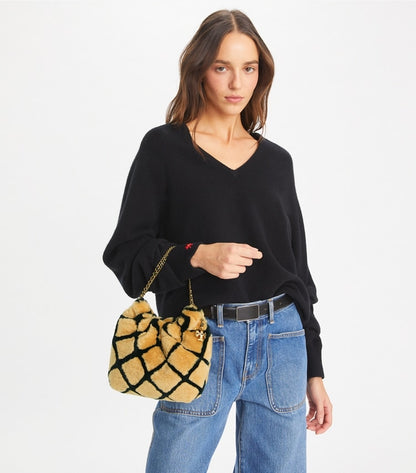 Mini Fleming Shearling Hobo Bag Toffee Toffee