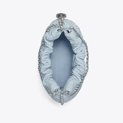 Tory Burch Mini Fleming Soft Denim Hobo Bag Seltzer