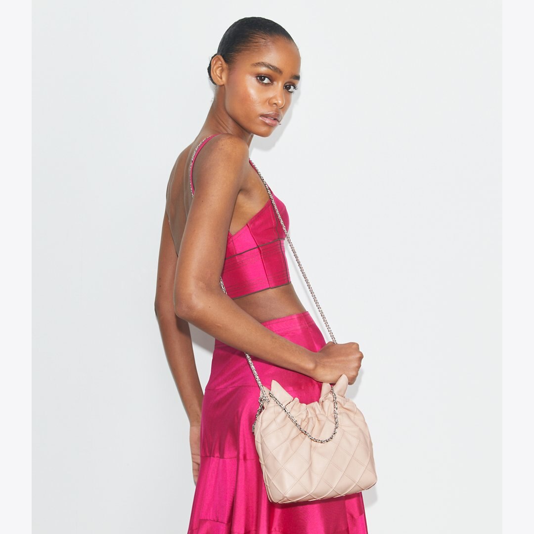 Tory Burch Mini Fleming Soft Hobo Bag Soft Pink