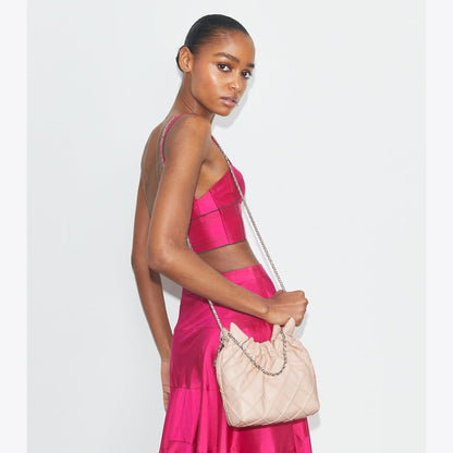 Tory Burch Mini Fleming Soft Hobo Bag Soft Pink