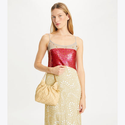 Tory Burch Mini Fleming Soft Hobo Bag Vanilla Soft Serve