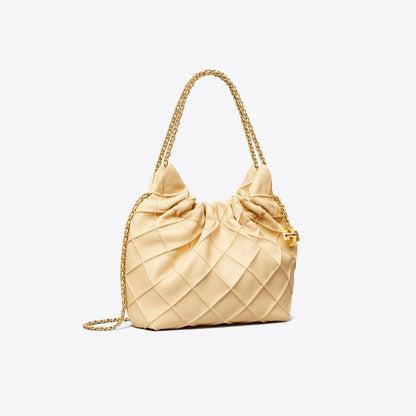 Tory Burch Mini Fleming Soft Hobo Bag Vanilla Soft Serve