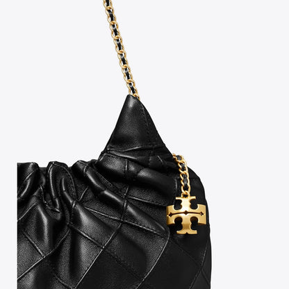 Tory Burch Mini Fleming Soft Hobo Bag Black