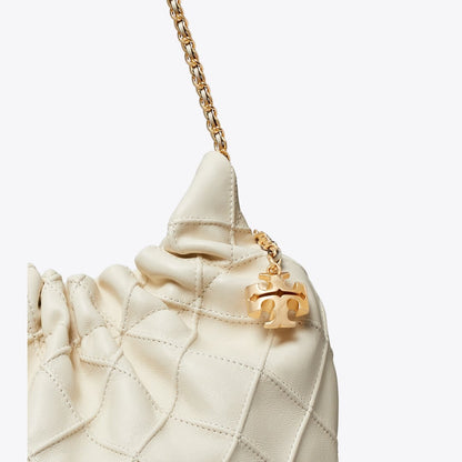 Tory Burch Mini Fleming Soft Hobo Bag Light Cream