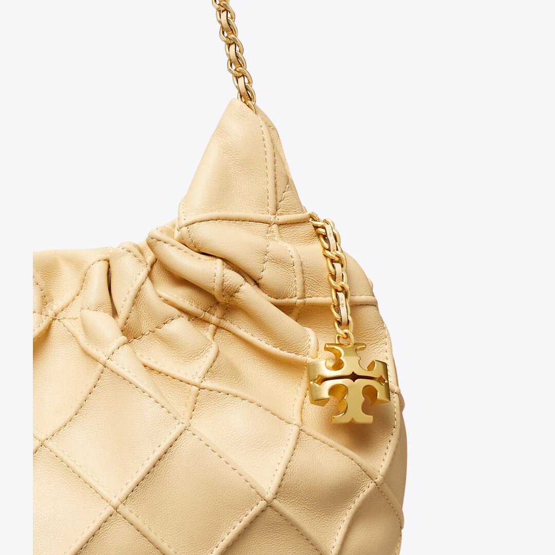 Tory Burch Mini Fleming Soft Hobo Bag Vanilla Soft Serve