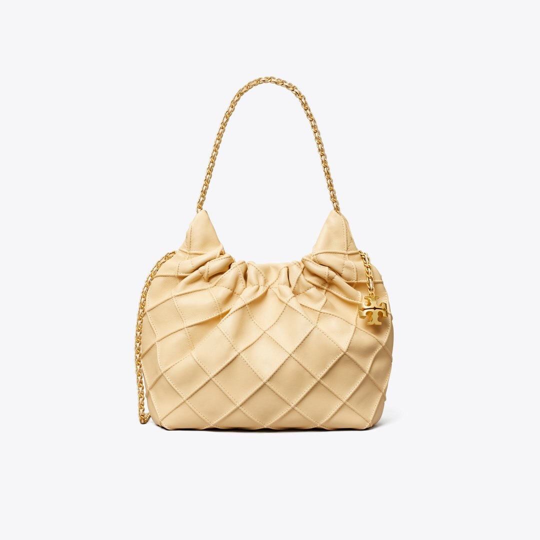 Tory Burch Mini Fleming Soft Hobo Bag Vanilla Soft Serve