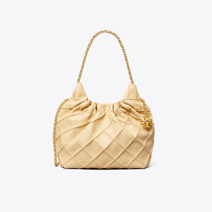 Tory Burch Mini Fleming Soft Hobo Bag Vanilla Soft Serve