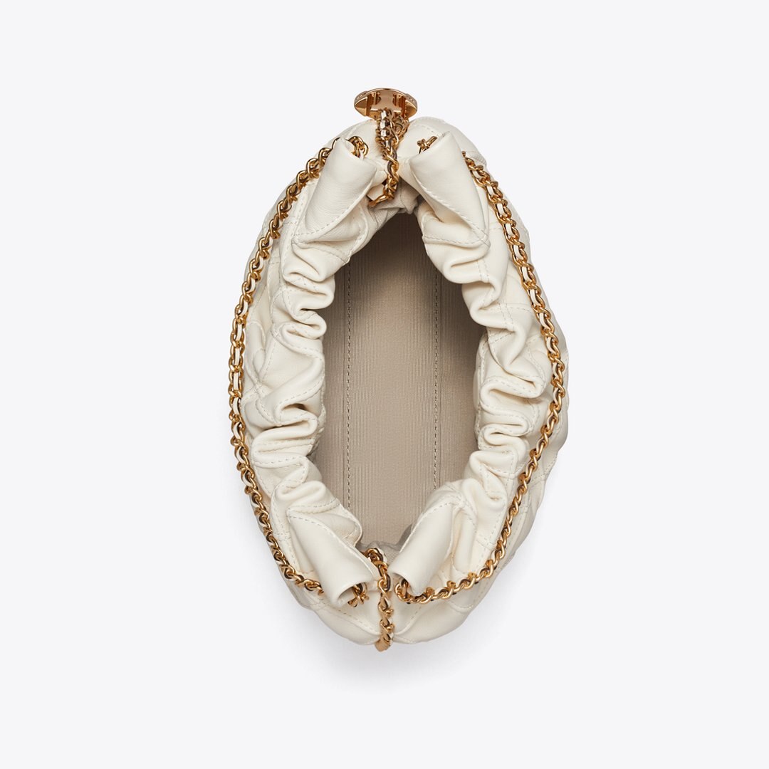 Tory Burch Mini Fleming Soft Hobo Bag Light Cream