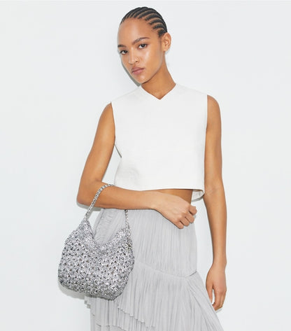 Mini Fleming Woven Hobo Bag Silver Silver