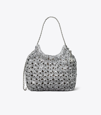 Mini Fleming Woven Hobo Bag Silver Silver