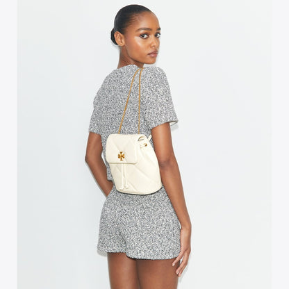 Tory Burch Mini Kira Diamond Quilt Backpack Warm White