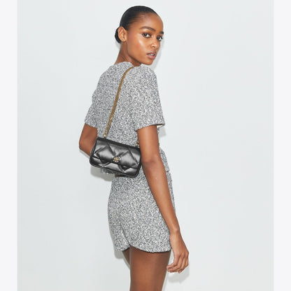 Tory Burch Mini Kira Diamond Quilt Flap Bag Black